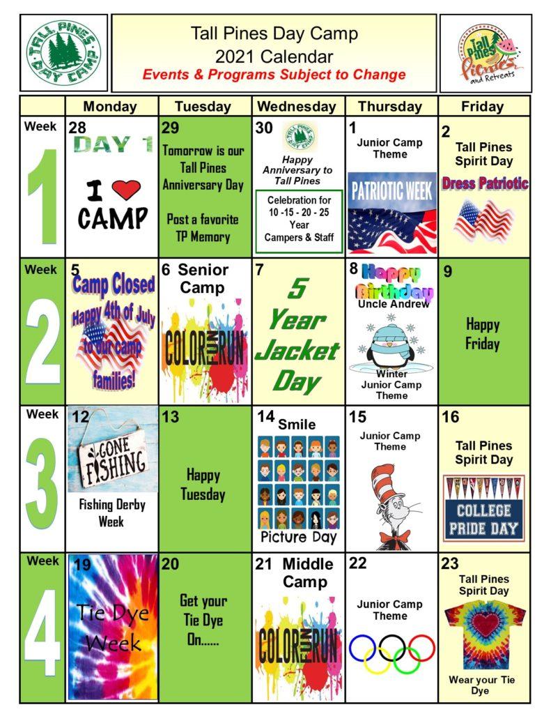 Tall Pines Day Camp | Calendar